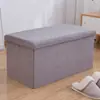 Banqueta de Almacenamiento Rectangular Caja de Almacenamiento Plegable Banqueta para Cambiar Zapatos Banqueta de Sofá Caja Organizadora Caja de Almacenamiento de Tela