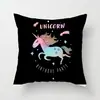 Suministro directo de fábrica funda de almohada creativa cuadrada de dibujos animados de unicornio linda funda para cojín de respaldo de sala de estar dormitorio del hogar