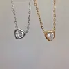 Colar de Prata de Lei S925 com Pingente de Coração de Zircônia, Simples e Fresco, Moda Ins Nicho, Joia Leve de Luxo, Corrente Doce para Clavícula