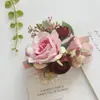 Art Accord 358 Artigos para Casamento Banquete Flor Artificial para Convidados Lapela do Noivo Flor de Mão Vermelho Rosa