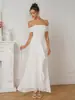 Vestido Bandeau de Malla con Encaje Estilo Europeo Nuevo Color Sólido Ajustado Sin Espalda