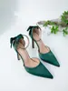2026 Nuevos Tacones Altos Elegantes Estilo Coreano, Satín Hueco Punta Fina con Correa de Lazo Hueca para Mujer