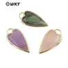 WT-P1862 Colgante Popular Exquisito Piedra Brillante/Amatista/Cuarzo Rosa Multicolor Diseño de Corazón Largo