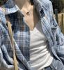 Chaqueta Camisa a Cuadros Estilo Retro Hong Kong para Mujer Primavera y Otoño 2025 Nuevo Diseño de Camisa Holgada Delgada Chaqueta de Nicho