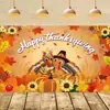 Nuevo telón de fondo de Acción de Gracias transfronterizo tela banner de decoración de fiesta con espantapájaros de campo y pavo para decoración de escena de festival de la cosecha