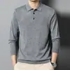 Suéter de Punto de Lana de Solapa Fino de Alta Gama para Hombre para Hombres Jóvenes y de Mediana Edad de Color Puro Suéter Base Camisa Polo