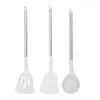 Mango de Madera Utensilios de Cocina de Silicona Juego de Tres Piezas de Espátula y Cuchara de Silicona de Acero Inoxidable Espátula de Cocina Suministros de Cocina Juego de Espátulas Antiadherentes