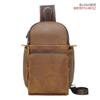 Bolso de Pecho de Cuero de Vaca de Primera Capa Personalizado de Fábrica de Gran Capacidad Bolso de Hombro Casual Bolso de Pecho de Cuero Genuino con Carga USB Se Puede Probar