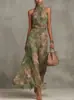 2026 Nuevo Vestido Largo Estampado de Cuello Halter Estilo Europeo y Americano Vestido Adelgazante con Cintura Ajustada Estilo Vacaciones para Mujer Yj1109