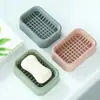 Caja de Jabón de Doble Capa a Cuadros Baño Rejillas de Drenaje para Baño Caja de Jabón de Plástico Caja de Jabón Portátil para Viaje