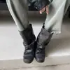 Botines cortos de moda casual estilo británico de 3.5 cm, nuevo modelo otoño e invierno 2026, punta cuadrada, tacón grueso, botines western sin cordones para mujer