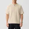 Ropa para Hombre Xintang 2026 Verano Nueva Camiseta de Manga Corta con Cuello Alto Estilo Americano para Hombre, Top Camiseta Corta Ligera