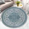 Tapete de Sala de Estar é Resistente a Manchas e Fácil de Cuidar, Tapete de Veludo Cristal é Lavável, Tapetes para Piso de Quarto e Sala de Estudo, Tapete Redondo Estilo Étnico