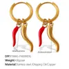 Estilo Coreano Simples Doce Fofo DIY Pimenta Morango Pingente Brincos Aço Inoxidável Banhado a Ouro 18K Joia Diária para Mulheres