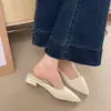 Mules sencillos lisos sin cordones, nueva tendencia 2026 para mujer para exteriores, sandalias doradas de tacón fino con punta cuadrada