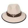 Chapéu Xizang Europeu e Americano Transfronteiriço Outono e Inverno Novo Chapéu de Cowboy Xizang Feminino Chapéu para Homens e Mulheres Acessórios de Chapéu com Cabeça de Touro para Exterior