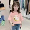 Camiseta de Manga Corta para Niñas, Corte Holgado, Algodón Puro, Nueva Colección Verano 2026, Camiseta Básica Versátil Casual, Top de Moda