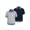 Camiseta de Manga Corta con Bloques de Color a Cuadros Patchwork Estilo Americano de Gama Alta para Hombres y Mujeres, Verano Estilo Coreano Estilo Perezoso Holgado Top con Cuello Polo
