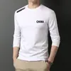 [230g] Camiseta de Manga Larga para Hombre en Primavera y Otoño, Top Holgado de Cuello Redondo con Chaqueta Fina de Otoño, Camiseta Básica para Hombre, Versátil