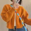 2026 Otoño Invierno Nuevo Estilo Chaqueta Cardigan Corta de Punto Suelta Color Sólido para Mujer Engrosada Cremallera Manga Larga Top de Punto Cardigan