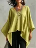Moda feminina nova transfronteiriça Amazon Europa e América 2026 elegante roupa de trabalho e estilo de férias cor sólida capa solta camisa
