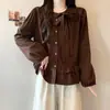 Camisa de Manga Larga con Lazo Estilo Suave Tallas Grandes para Mujer, Nuevo Top Elegante de Manga Larga de Otoño para Mujer