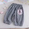 Pantalones Finos de Verano para Niña Repelentes de Mosquitos Estampado a Cuadros Pierna Ancha Bebé Niña Transpirables Sueltos Largos Estilo Casual Lindo