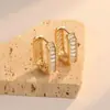 Pendientes de hebilla para oreja en forma de U con circonita, personalidad de moda europea y americana, nuevos, tendencia, joyería para mujer, pendientes de chica de alto nivel