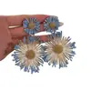 Pendientes de Flor Coloridos con Aguja de Plata Estilo Vacaciones de Verano, Pendientes de Moda de Lujo Ligero de Alta Gama, Accesorios para Orejas de Nicho para Mujeres