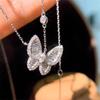 Collar de Mariposa Sencillo para Mujer ins Nicho Lujo Ligero Diseño Elegante Versátil Super Brillante Conjunto de Grupo Ojo de Caballo Escalera Cuadrado Diamante Regalo