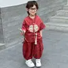 Nuevo Estilo Chino para Niños y Niñas Hanfu Estilo Chino Traje Tang Temperamento Jacquard Retro Conjunto Vestido para Bebé de un Año para Fotos