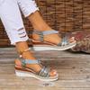 Sandalias de cuña nuevas de talla grande transfronterizas para mujer con hebilla de anillo Sandalias TEUM Explosión deseo