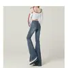 Jeans Acampanados Negros Ajustados para Mujer, Nuevo Estilo Americano de Moda, Pantalones de Tiro Alto Bootcut con un Diseño Único