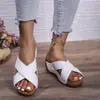 2026 Sandalias de Moda de Comercio Exterior Slip-ons Costura Elegante Cruzadas de Una Tira Mujer Nuevo Europeo Americano Transfronterizo Talla Grande Ligeras