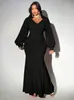 Vestido Transfronterizo Europeo y Americano para Mujer Talla Grande Primavera y Otoño Color Sólido Cola de Pez Falda Larga Nuevo Fiesta Boda Formal Vestido Falda para Mujer