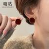 Xi Gu TH0046 S999 Agulha de Prata Brincos Vermelhos da Praça Ancola Outono e Inverno Leve Luxo High-end Brincos de Ano Novo