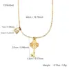Moda Coreana I Collar Colgante de Pareja Llave y Candado Simple con Diamante para Mujer Acero Inoxidable Chapado en Oro de 18K Lindo Elegante