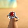 Anillo de plata de ley S925 con incrustaciones de ágata roja del sur, personalidad simple, anillo abierto combinable para mujer.