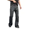 Calça Jeans Flare Preta Outono 2026 para Homens, Estilo Streetwear Retro Americano, Slim Fit, Perna Reta, Emagrecimento, Calça Plissada