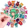50 Pegatinas de Chica Demonio con Cuernos de Anime, Materiales para Journaling de Personajes de Fantasía Bidimensionales, Nuevas Pegatinas Decorativas Transfronterizas