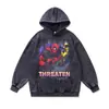 Sudadera con capucha pesada estilo retro americano transfronteriza 480g High Street Hip-Hop Chaqueta holgada extragrande de Spider-Man