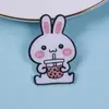 Broche de Conejo de Acrílico de Dibujos Animados Coreanos Ins Pin para Bolso de Niña Parche Accesorio Pequeño Estuche Lápices Estilo Ins
