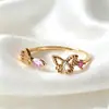 Anillo Abierto Ajustable Tilenny Estilo Ins Más Vendido Transfronterizo con Circonita para Mujer, Diseño Floral Dulce y Lindo