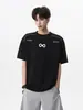 Camiseta Redonda de Algodón Pesado para Hombre, Estilo Americano High Street con Cremallera, Estampado de Letras para Verano, Mangas Cortas Holgadas y Transpirables