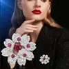 Broche de Flor con Incrustaciones de Circonita, Pin de Solapa para Chaqueta de Traje Lujoso y Elegante, Moda de Alta Gama
