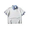 Yidao Vintage 2026 Verão Novo Design Gola Polo com Botões Assimétricos Manga Curta Masculina Listrado Patchwork Falso Duas Peças Meia Manga