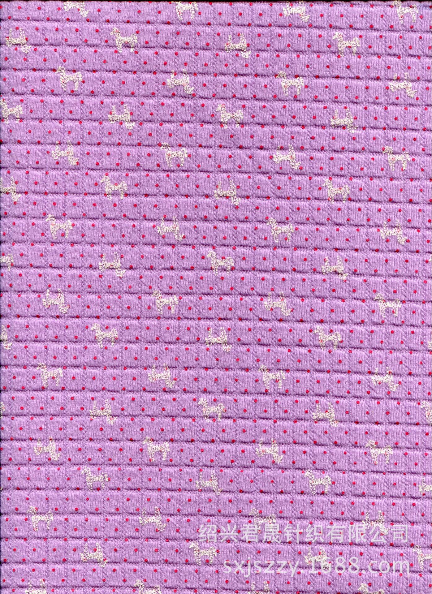 JS-KXM-0014小方格浅紫底印梅红点黑马805