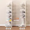 Zapatero para entrada de casa, estante pequeño estrecho para zapatos, simple estante de hierro artístico de múltiples capas estrecho para interiores, zapatero individual para entrada