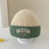 Gorro de punto para niños Invierno Sencillo Conjunto de bufanda tejida para niños Gorro de lana para niñas Resistente al viento Cálido Gorro para bebé