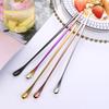 Cuchara Liuzong Li Bing Estilo Japonés Acero Inoxidable 304 Chapado en Oro Cuchara de Mango Largo Mezclador Utensilios para Cócteles Cuchara para Mezclar Jugos